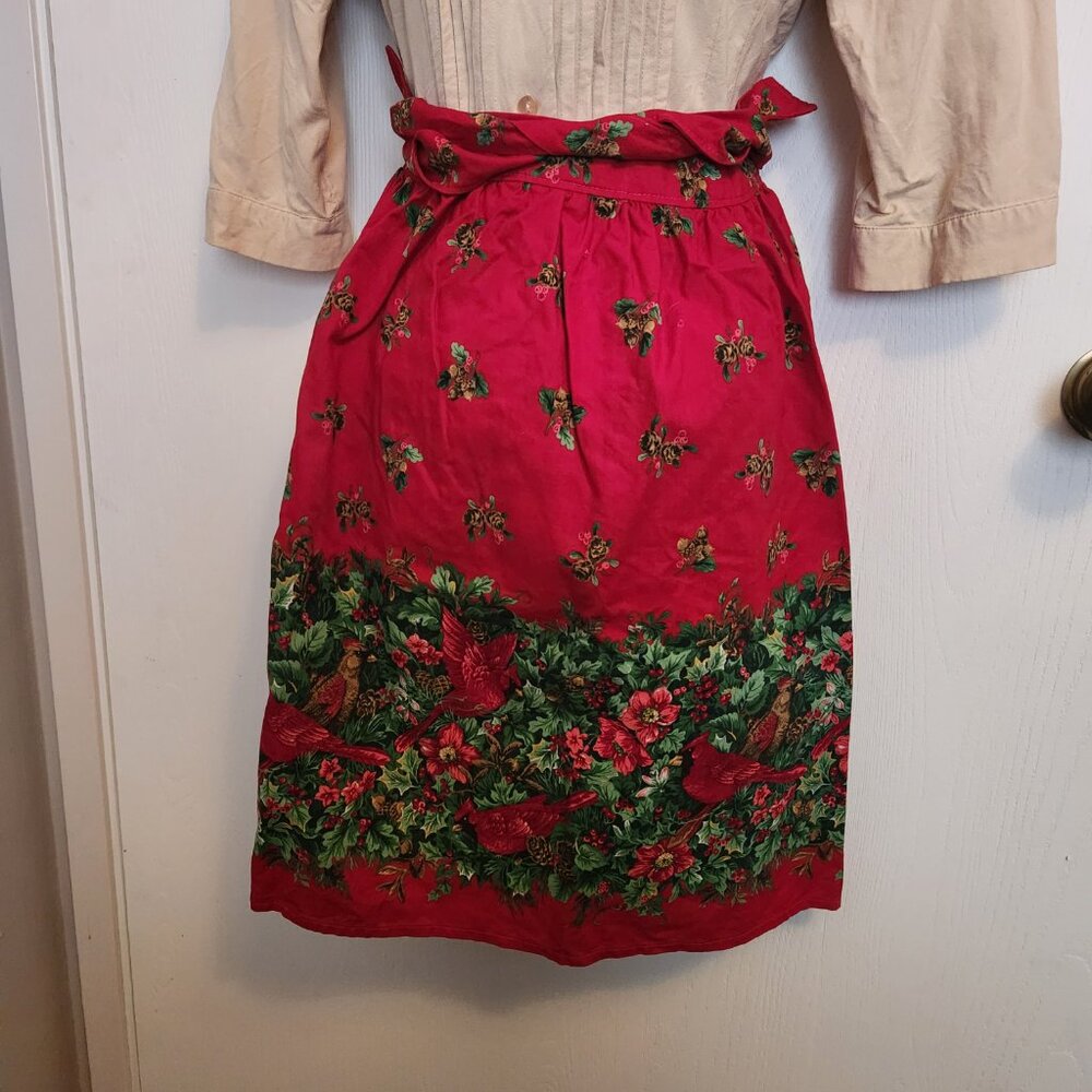 Homemade cotton apron with cardinals